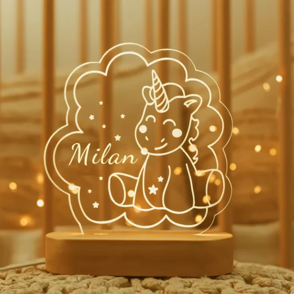 Veilleuse Licorne LED Acrylique Personnalisable – Image 3