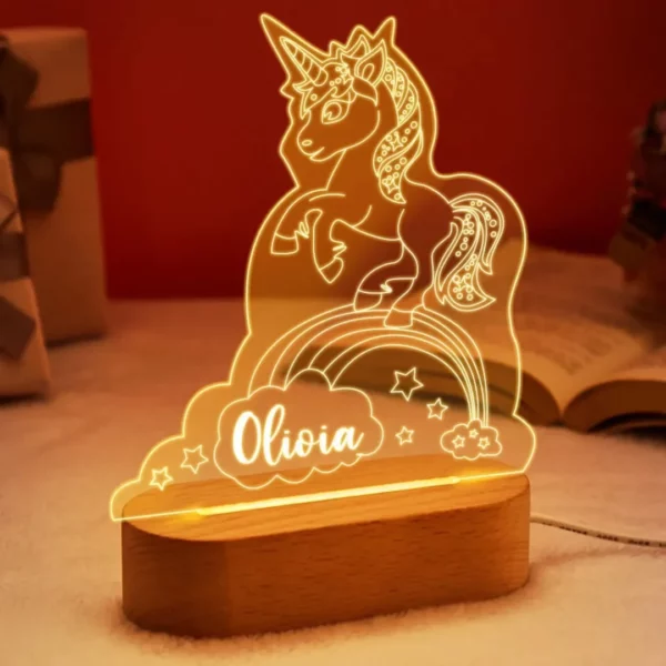 Veilleuse Licorne LED Acrylique Personnalisable – Image 2